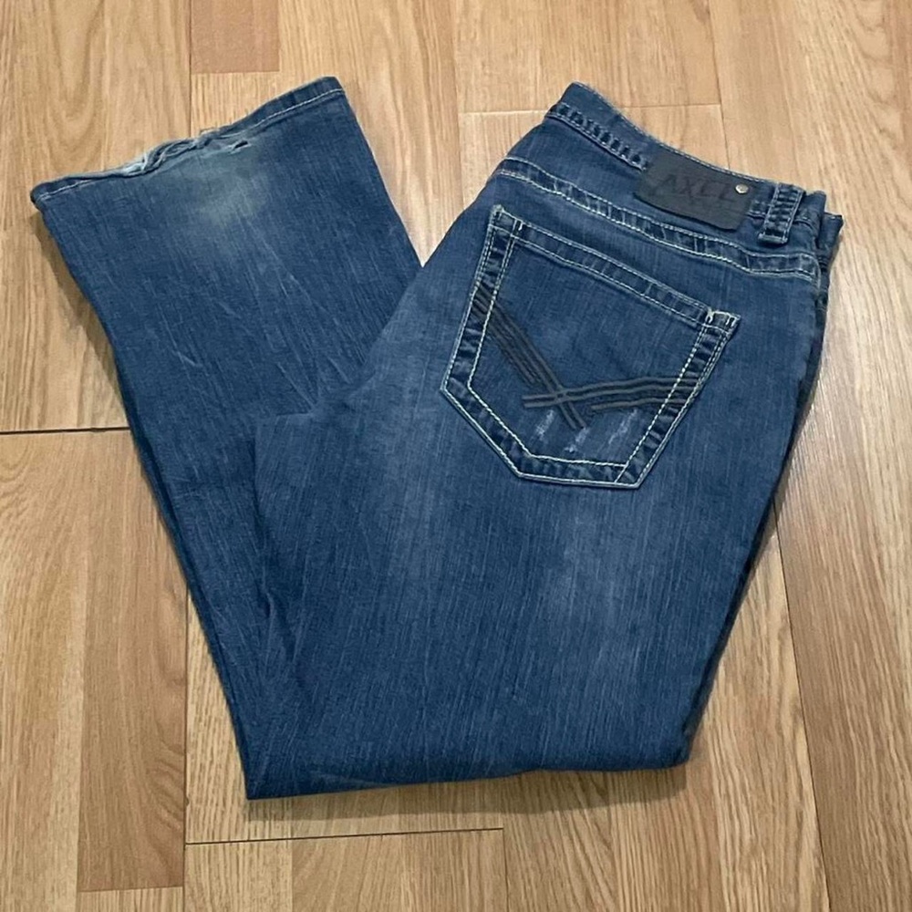 TK Axel Mens 34x30 (34x29) Boot Cut Jeans Medium Blue Denim Western Cowboy